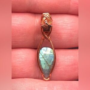 Wire Wrapped Labradorite Copper Star Pendant Necklace Handmade OOAK